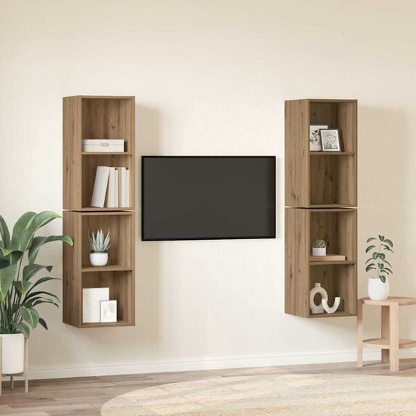 vidaXL Komplet TV omaric 4 pcs Umetni hrast 37 x 37 x 72 cm