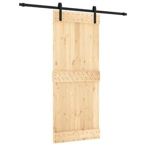 vidaXL Drsna vrata Naravna in črna 85 x 210 cm Masiven borov les