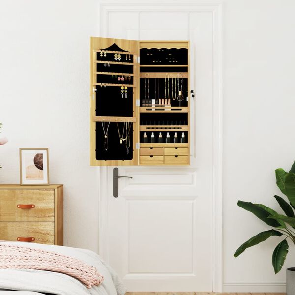 vidaXL Omarica za nakit z ogledalom stenska 37,5x10x90 cm