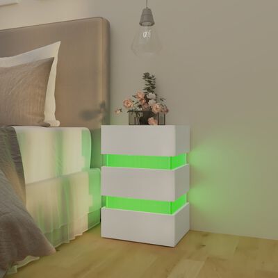 vidaXL LED nočna omarica bela 45x35x67 cm inženirski les