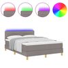 vidaXL LED Box Spring Postelja z vzmetnico Taupe 140 x 190 cm blago