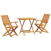 vidaXL Zložljiv bistro set 3 pcs Rjava Masiven les akacije