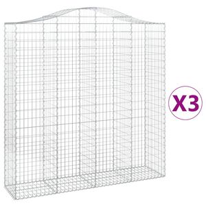 vidaXL Obokane gabion ko&scaron;are 3 kosi 200x50x200/220 cm pocinkano železo