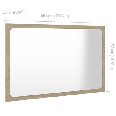 vidaXL Kopalniško ogledalo sonoma hrast 60x1,5x37 cm iverna plošča