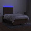 vidaXL Box spring postelja z vzmetnico LED tem. rjava 120x190 cm blago