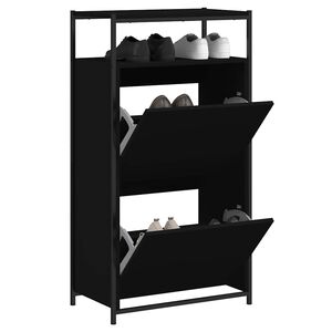 vidaXL Omarica za čevlje črna 60x34x112 cm inženirski les