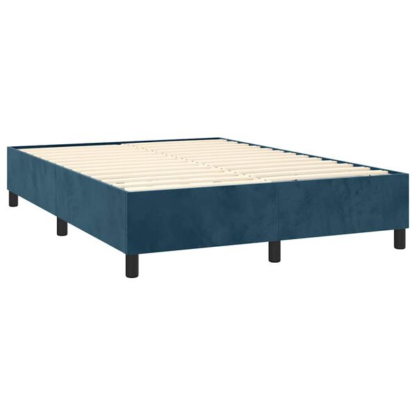 vidaXL Box spring postelja z vzmetnico temno modra 140x200 cm žamet
