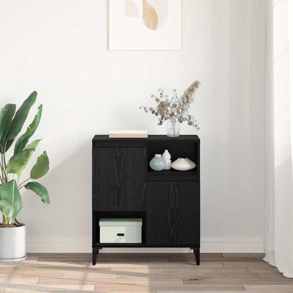 vidaXL Strani &scaron;al Črna Orehovina 60 x 35 x 70 cm Konstruiran les