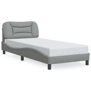 vidaXL Posteljni okvir z LED brez vzmetnice Hvar svetlo siv 80x200 cm blago