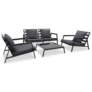 vidaXL Vrtna garnitura z blazinami 4-delna aluminij temno siva