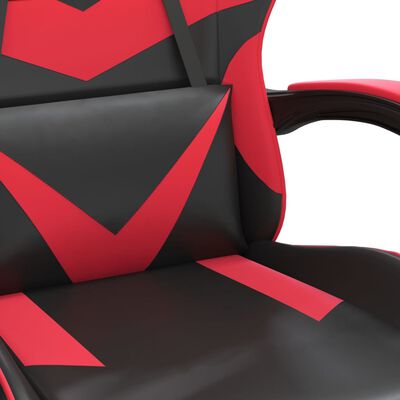 vidaXL Vrtljiv gaming stol z oporo za noge črno in rdeče umetno usnje