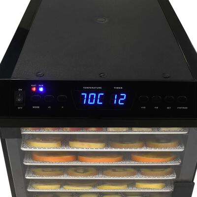 vidaXL Sušilnik hrane z 11 pladnji 480 W črne barve