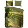 Good Morning Posteljnina WOODS 200x200 cm zelena