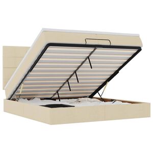 vidaXL Otomanski posteljni okvir z vzmetnicami krem 200x200 cm blago