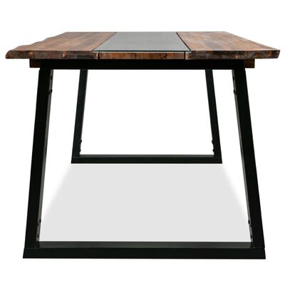 vidaXL Jedilna miza iz masivnega lesa akacije in stekla 180x90x75 cm