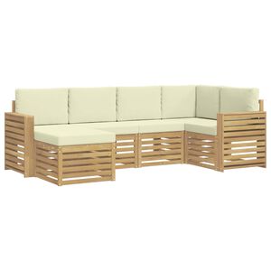 vidaXL Zunanja garnitura za sedenje 6 pcs Bela in krem Poliester