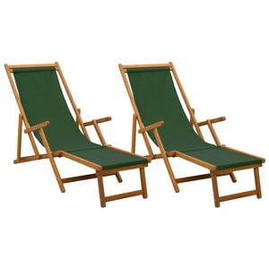 vidaXL Zložljiv ležalnik 2 pcs 3 Položaj Trdna Eukaliptusova Les