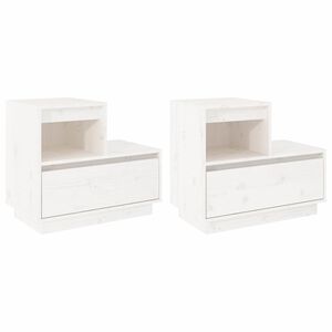 vidaXL Nočna omarica 2 kosa bela 60x34x51 cm trdna borovina