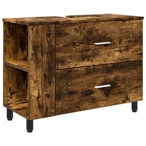 vidaXL Kopalni&scaron;ka enota Dimljen hrast 80 x 35 x 60 cm Inženirski les