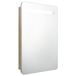 vidaXL LED kopalni&scaron;ka omarica z ogledalom hrast 60x11x80 cm