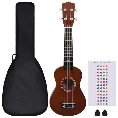 vidaXL Otroški ukulele soprano s torbo naravna 21"
