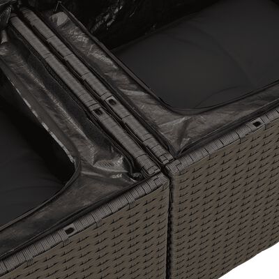 vidaXL Vrtna sedežna garnitura 10-delna z blazinami črn poli ratan