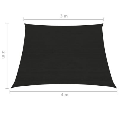 vidaXL Senčno jadro 160 g/m² črno 3/4x2 m HDPE