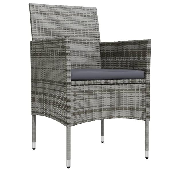 vidaXL Vrtna jedilna garnitura 9-delna z blazinami siva in črna