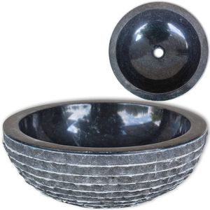 vidaXL Umivalnik marmor 40 cm črn