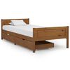 vidaXL Posteljni okvir z 2 predaloma medeno rjava borovina 90x200 cm
