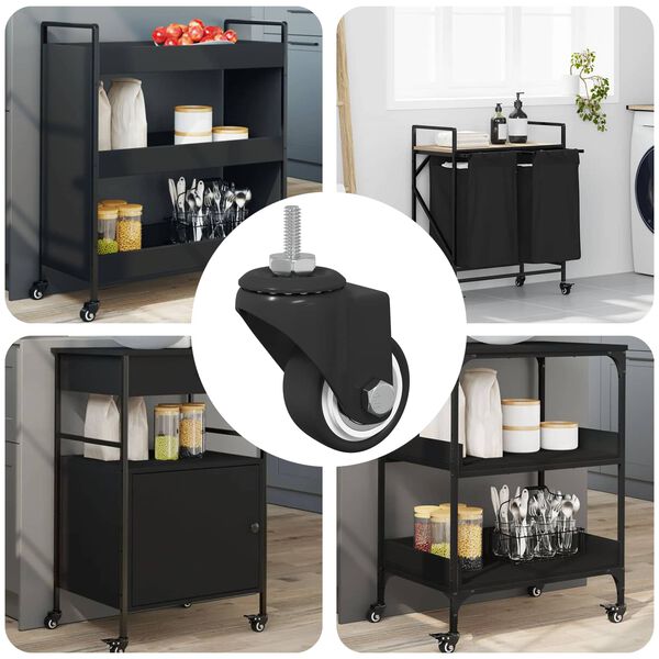 vidaXL Vrteče kolesce 12 pcs Črna 40,4 x 40,4 x 19,7 mm