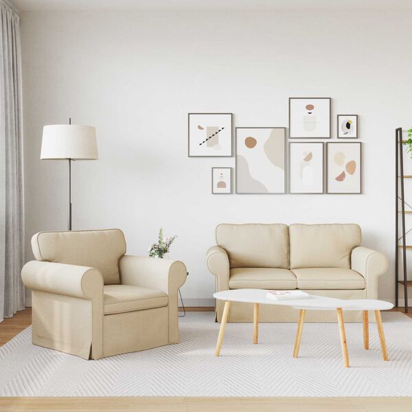 vidaXL Kavč 2 pcs krema