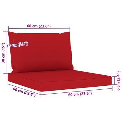 vidaXL Vrtna sedežna garnitura 9-delna z blazinami rdeča