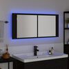 vidaXL LED ogledalna omarica s polico Črna Orehovina 100 x 12 x 45 cm