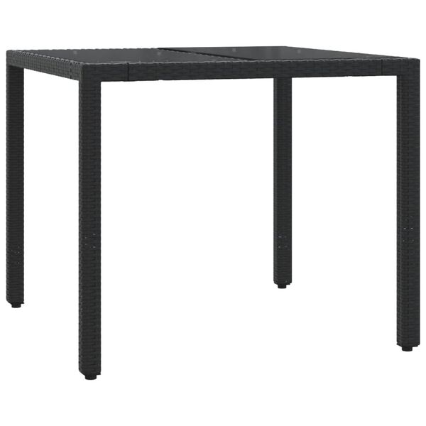 vidaXL Vrtna jedilna garnitura 5-delna z blazinami črn poli ratan