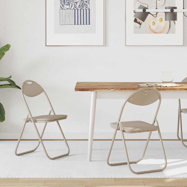 vidaXL Zložljiva stolica 2 pcs Pe&scaron;čena 48 x 43,5 x 81 cm Umjetno usnje