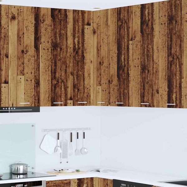 vidaXL Viseča omarica z vrati Staro les in bela 57 x 57 x 100 cm