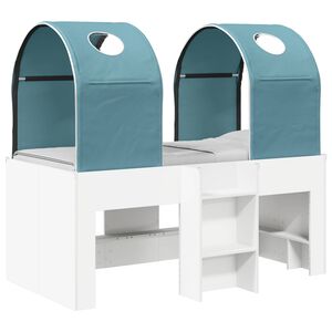 vidaXL Postelja s Tunnela 3 kos Bela in svetlo modra Inženirski les