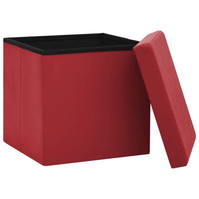 vidaXL Zložljiv stolček za shranjevanje 2 kosa vinsko rdeč PVC