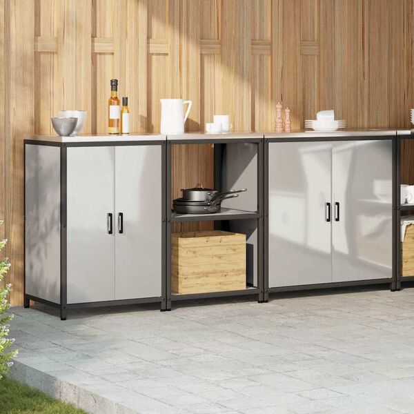 vidaXL Kuhinjski set za shranjevanje 3 pcs srebrna Cinkana jeklena