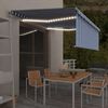 vidaXL Avtomatska tenda s senčilom LED + senzor 4x3 m modra in bela