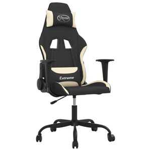 vidaXL Gaming stol črno in krem blago