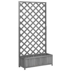 vidaXL Cvetlični lonec z re&scaron;etko siv 90x35x180 cm masiven les jelka
