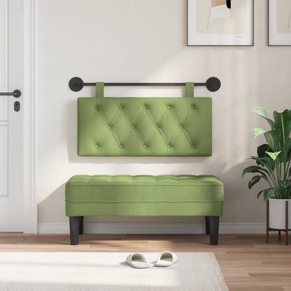 vidaXL Visoki naslon za glavo Svetlo zelena 100 x 55 x 7 cm Žamet