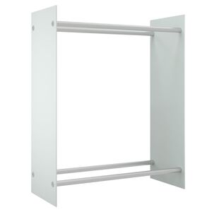 vidaXL Stojalo za drva belo 80x35x100 cm kaljeno steklo