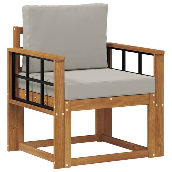 vidaXL Zunanji kavč Masivno akacijevo les in poliester