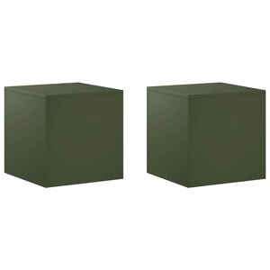 vidaXL Stojalo za rastline 2 pcs Olivno zelena 40 x 40 x 40 cm Jeklo