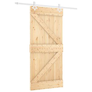 vidaXL Drsna vrata 90 x 210 cm Trdna borovina Naravna in bela