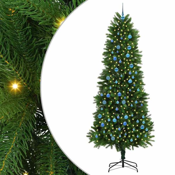 vidaXL Božično drevo med 300 LED z stojalom Zelena 240 cm PE