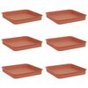 vidaXL Kvadraten cvetlični pladenj 6 kos Kamnito rdeča 15 x 15 x 2 cm